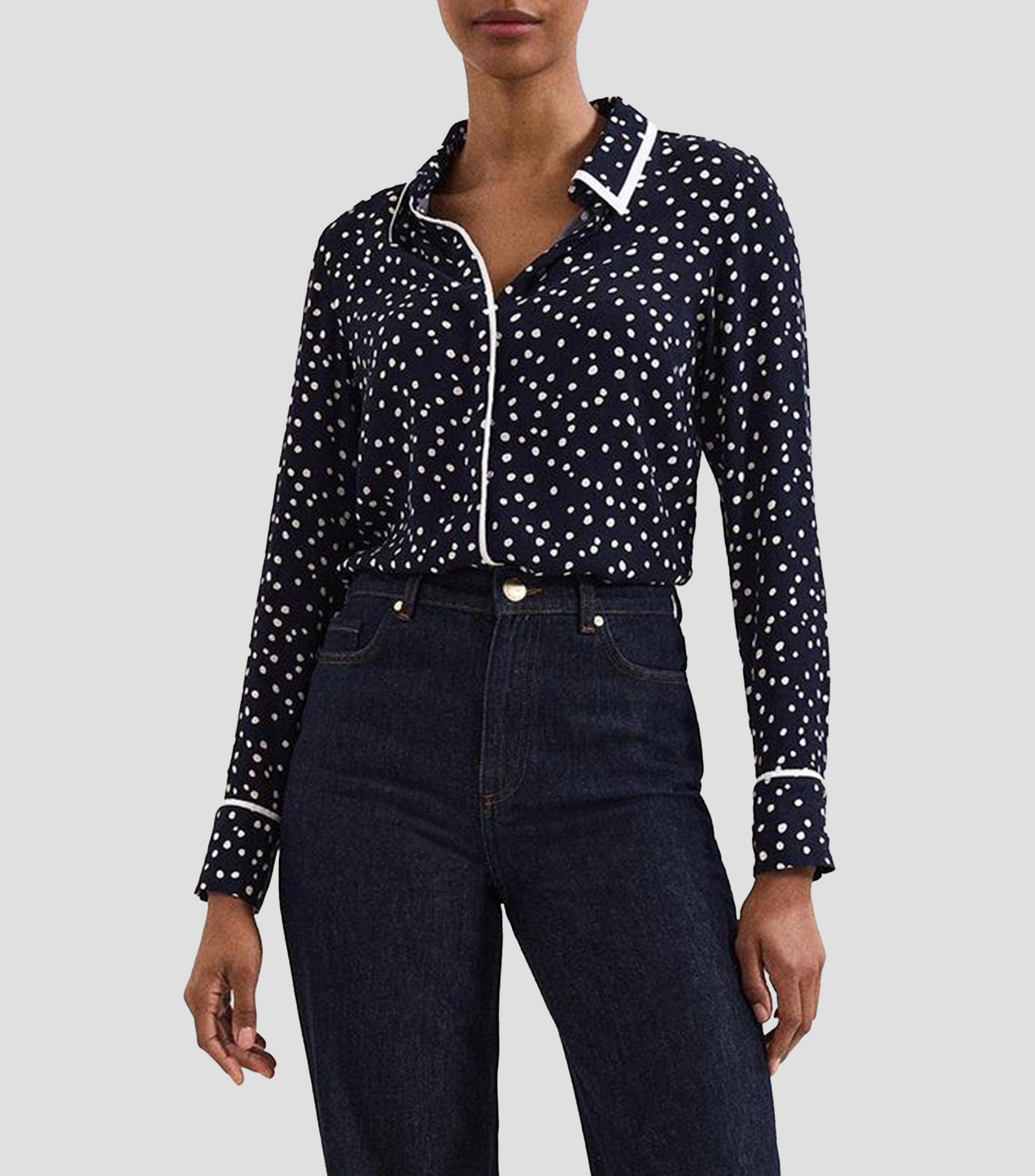 Camisa estampada manga larga Mujer